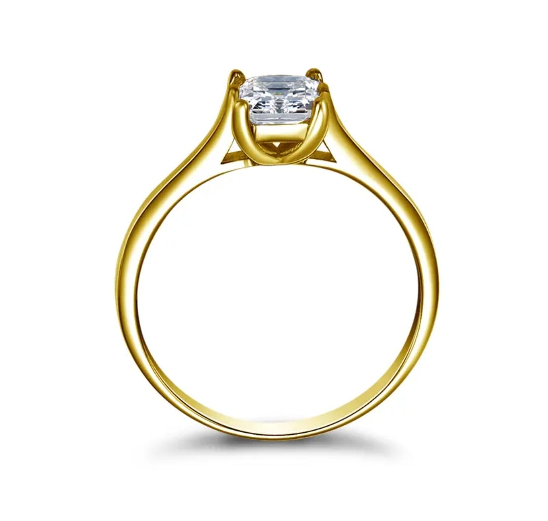 10k gold ring with 1ct radiant cut moissanite