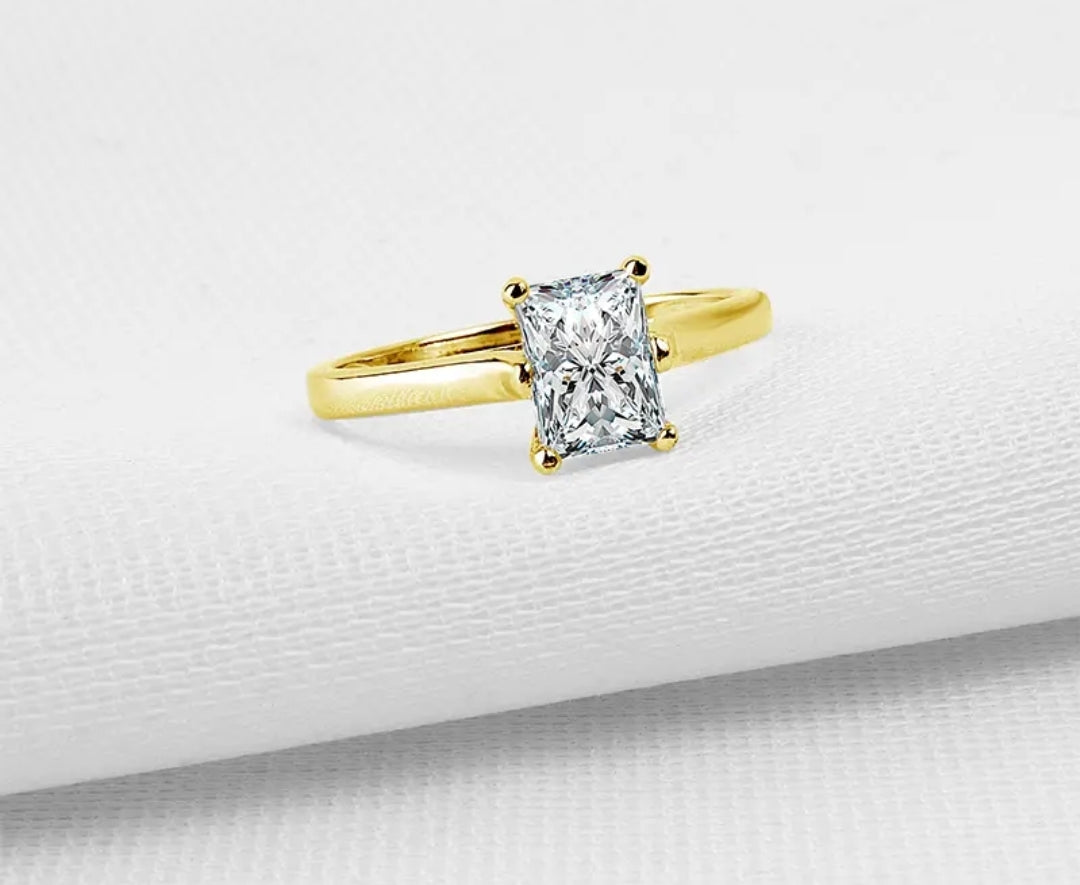 10k gold ring with 1ct radiant cut moissanite