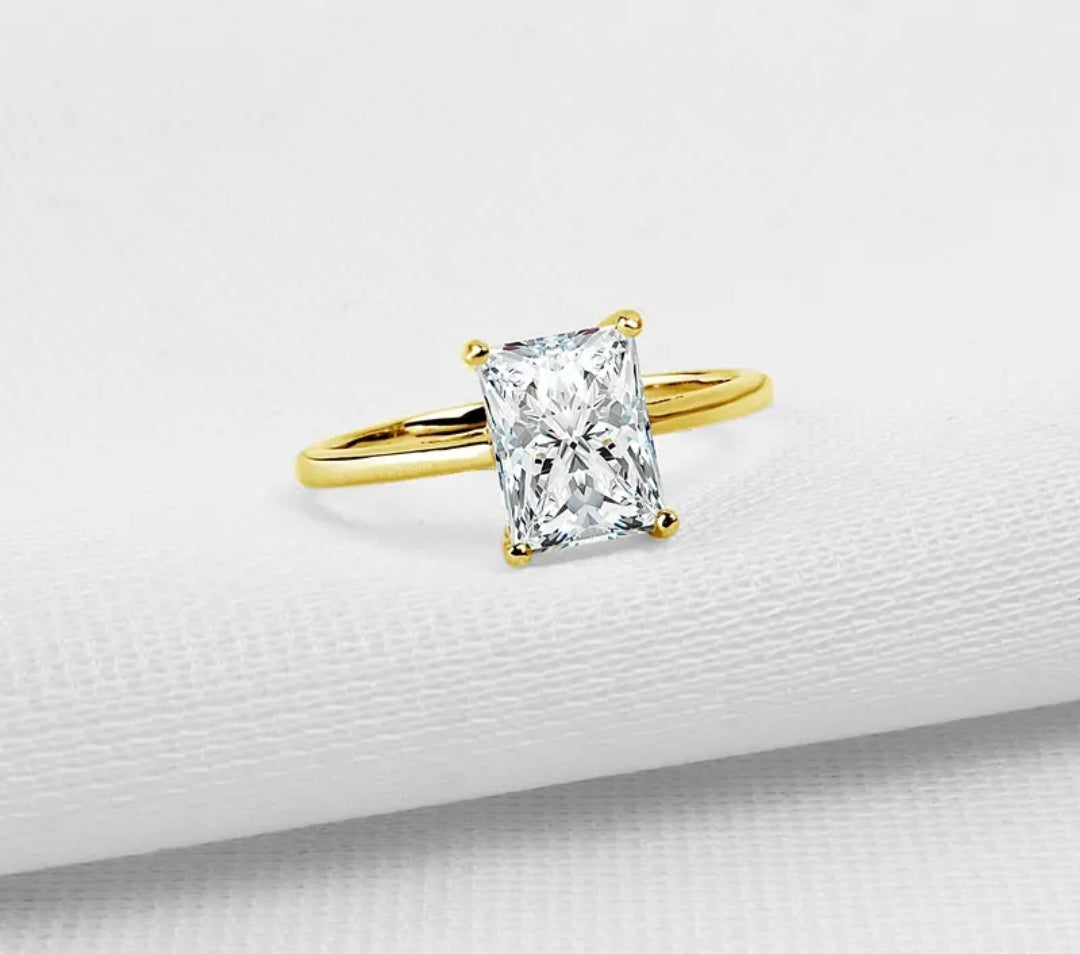 10k gold ring with 1.2ct radiant cut moissanite