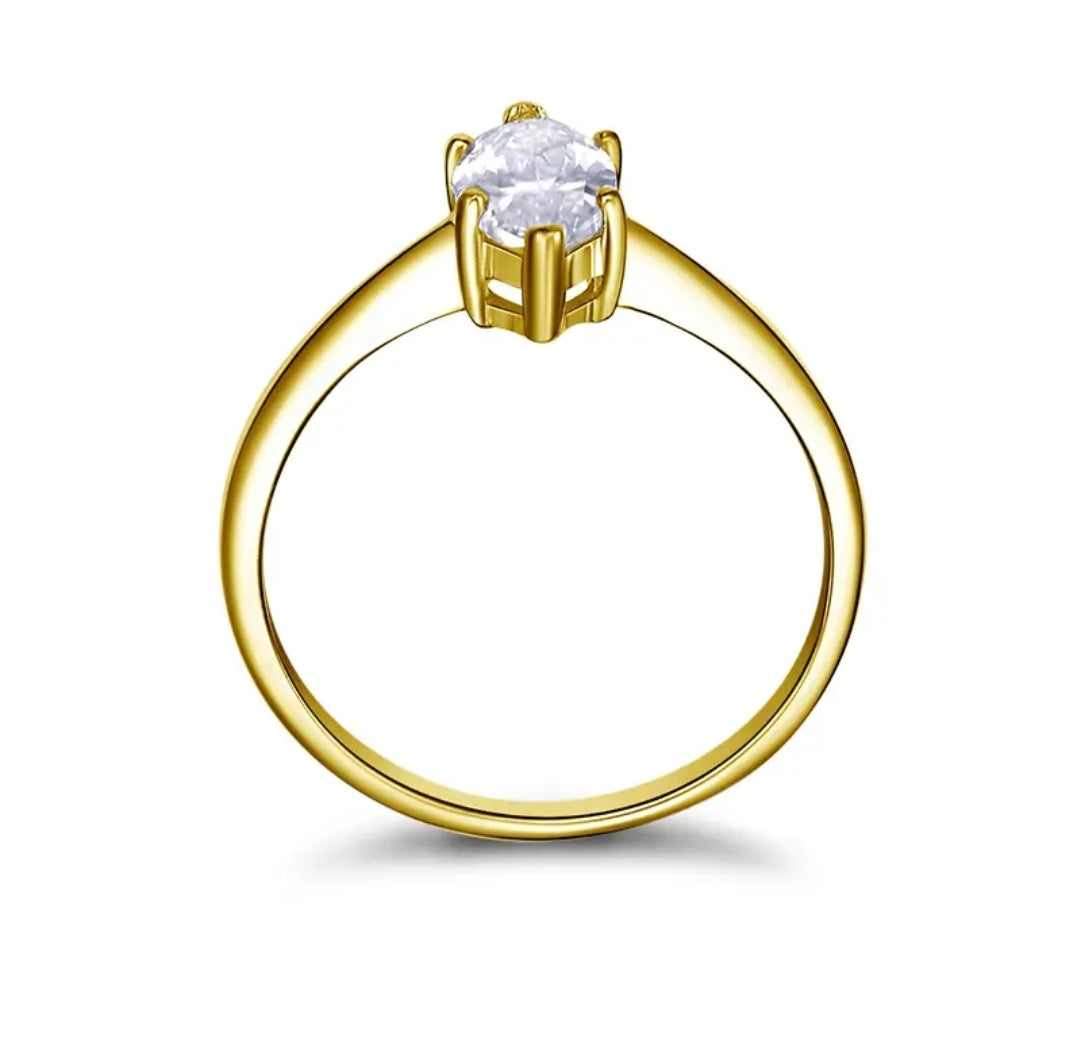 10k gold ring with 1ct marquise cut moissanite