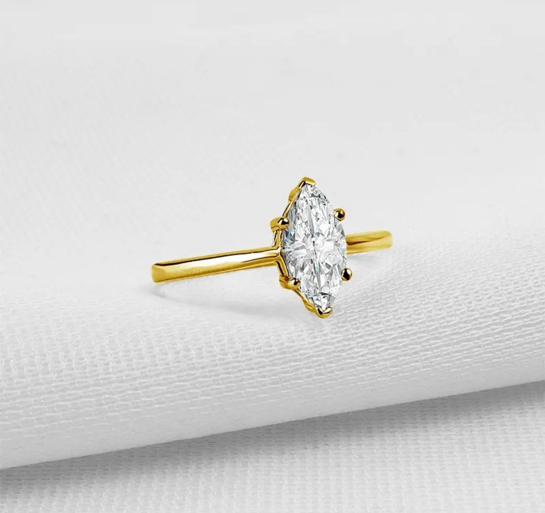 10k gold ring with 1ct marquise cut moissanite