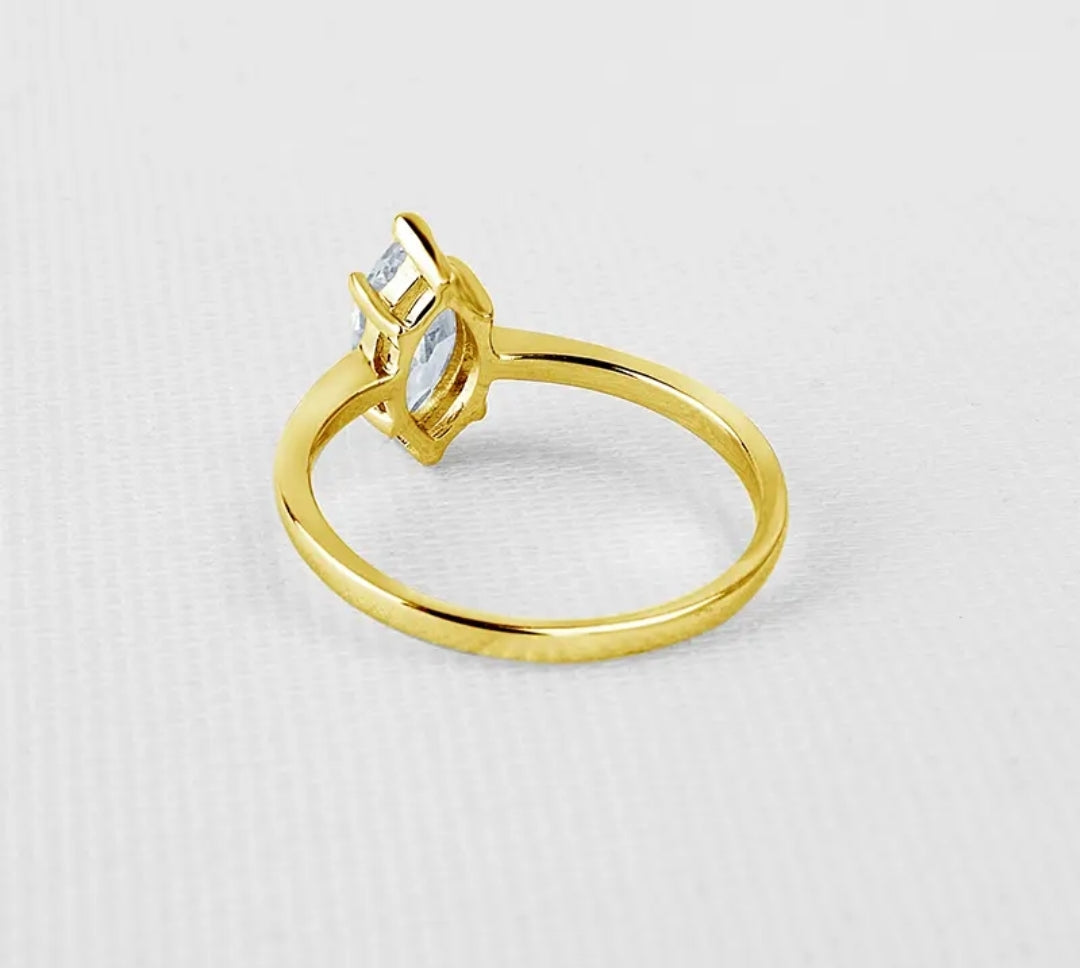 10k gold ring with 1ct marquise cut moissanite