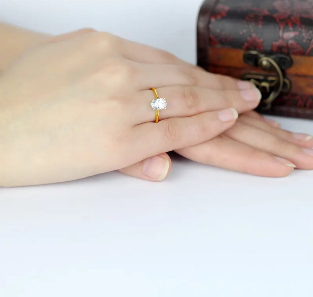 10k gold ring with 1.5ct oval cut moissanite