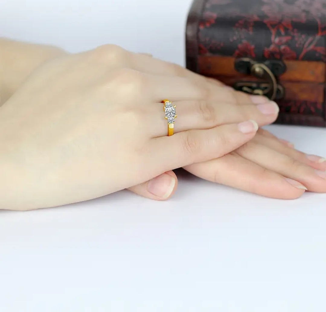 Solid gold multi moissanite ring