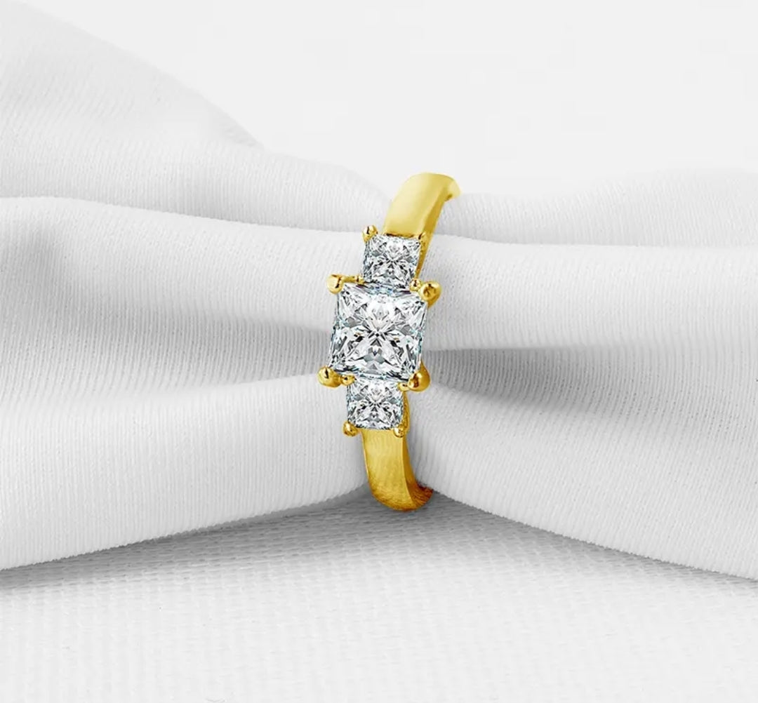 Solid gold multi moissanite ring