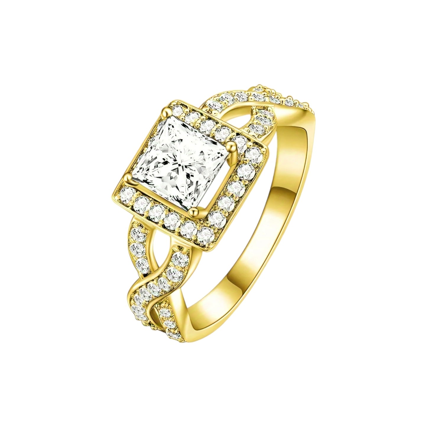 Solid gold 1ct princess cut moissanite ring