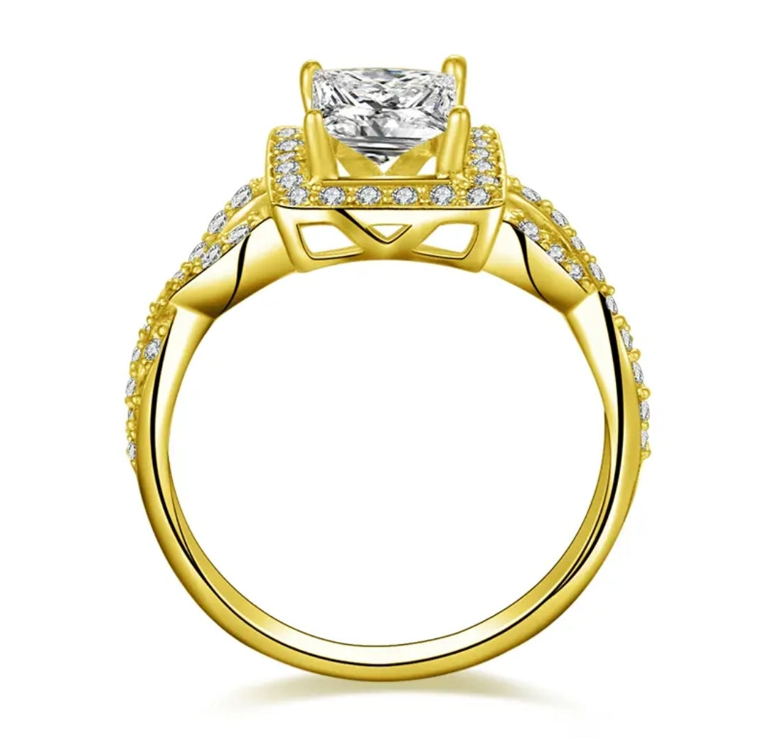Solid gold 1ct princess cut moissanite ring
