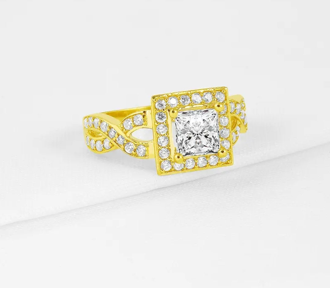 Solid gold 1ct princess cut moissanite ring
