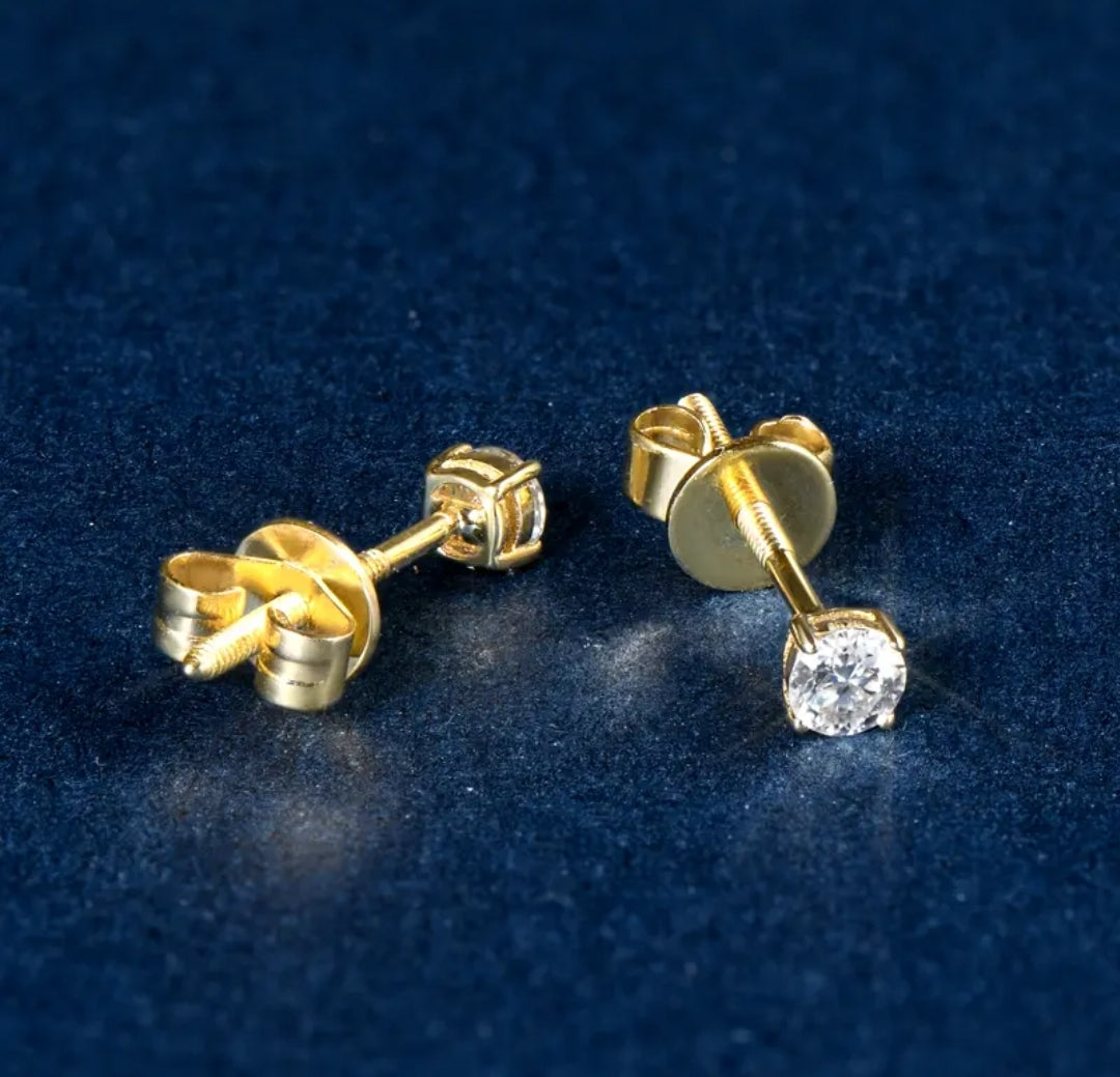 10k gold earrings with 3mm moissanite