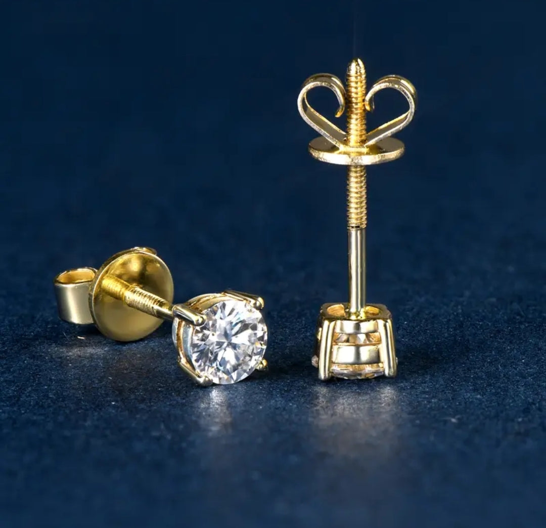 10k gold earrings with 4mm moissanite