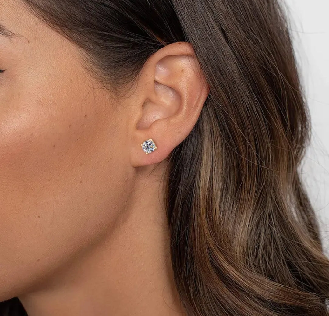 10k gold earrings with 6mm moissanite