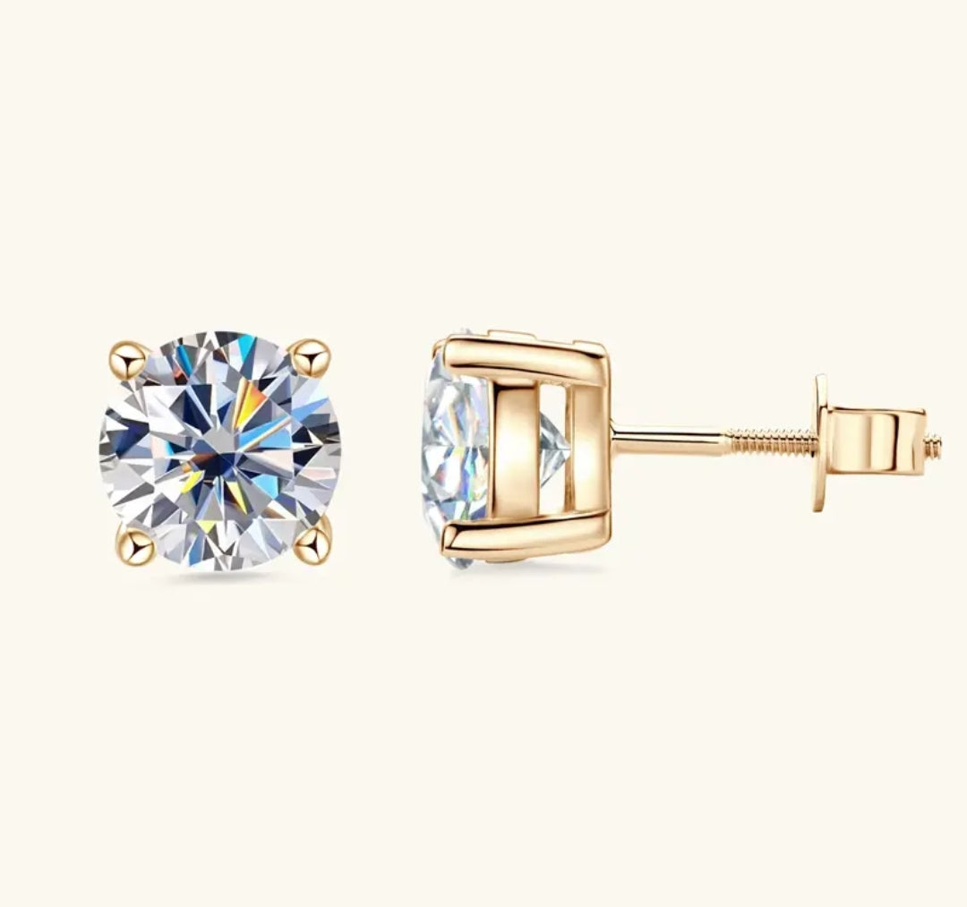 10k gold earrings with 2ct moissanite