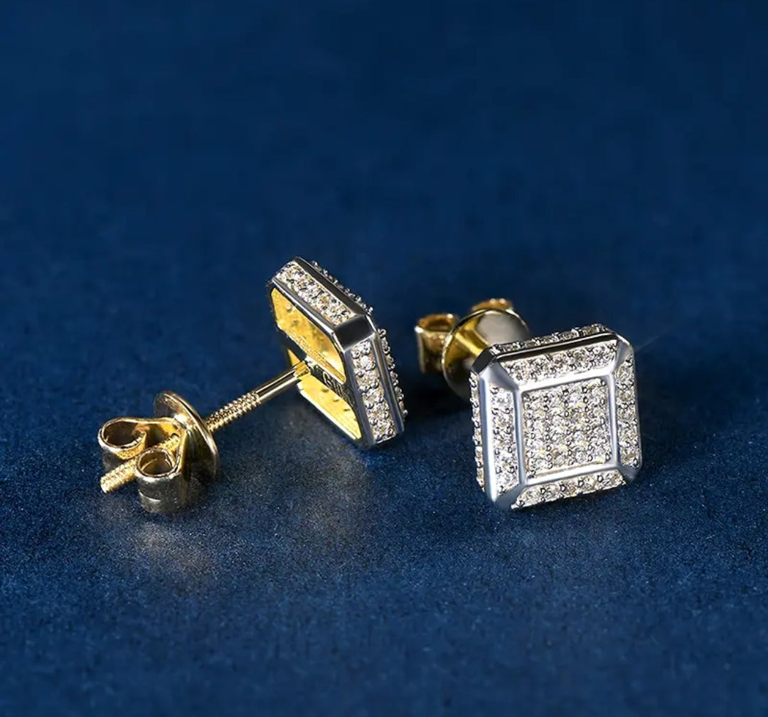 10k gold earrings with 0.8mm*112pcs moissanite