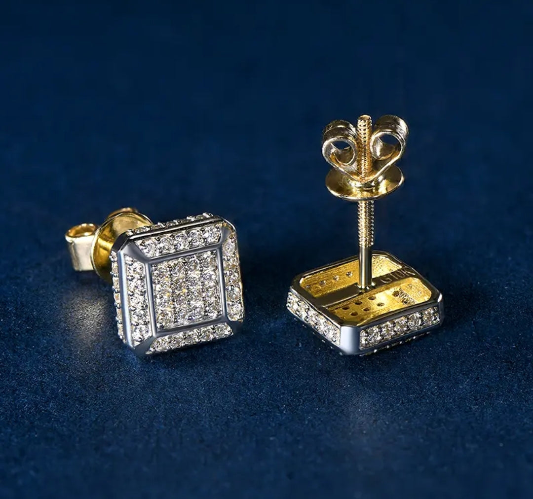 10k gold earrings with 0.8mm*112pcs moissanite
