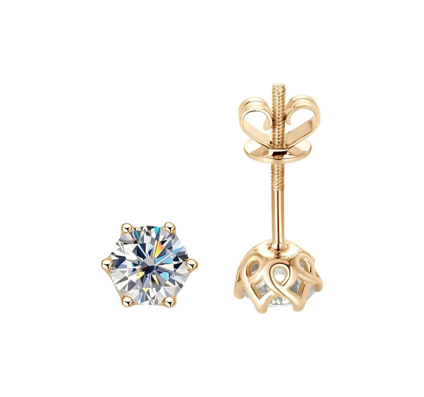 10k gold earrings with 5mm moissanite