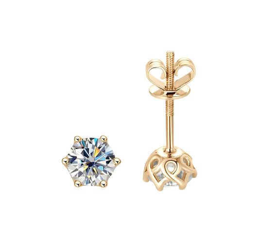10k gold earrings with 5mm moissanite