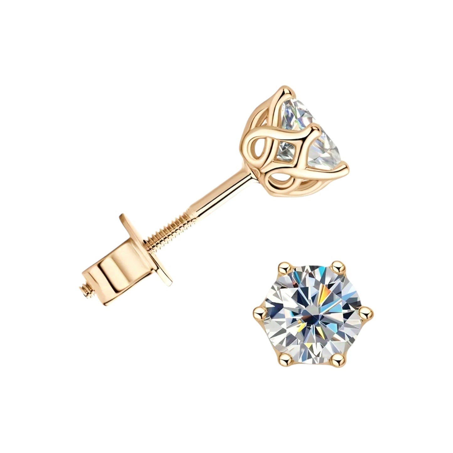 10k gold earrings with 5mm moissanite