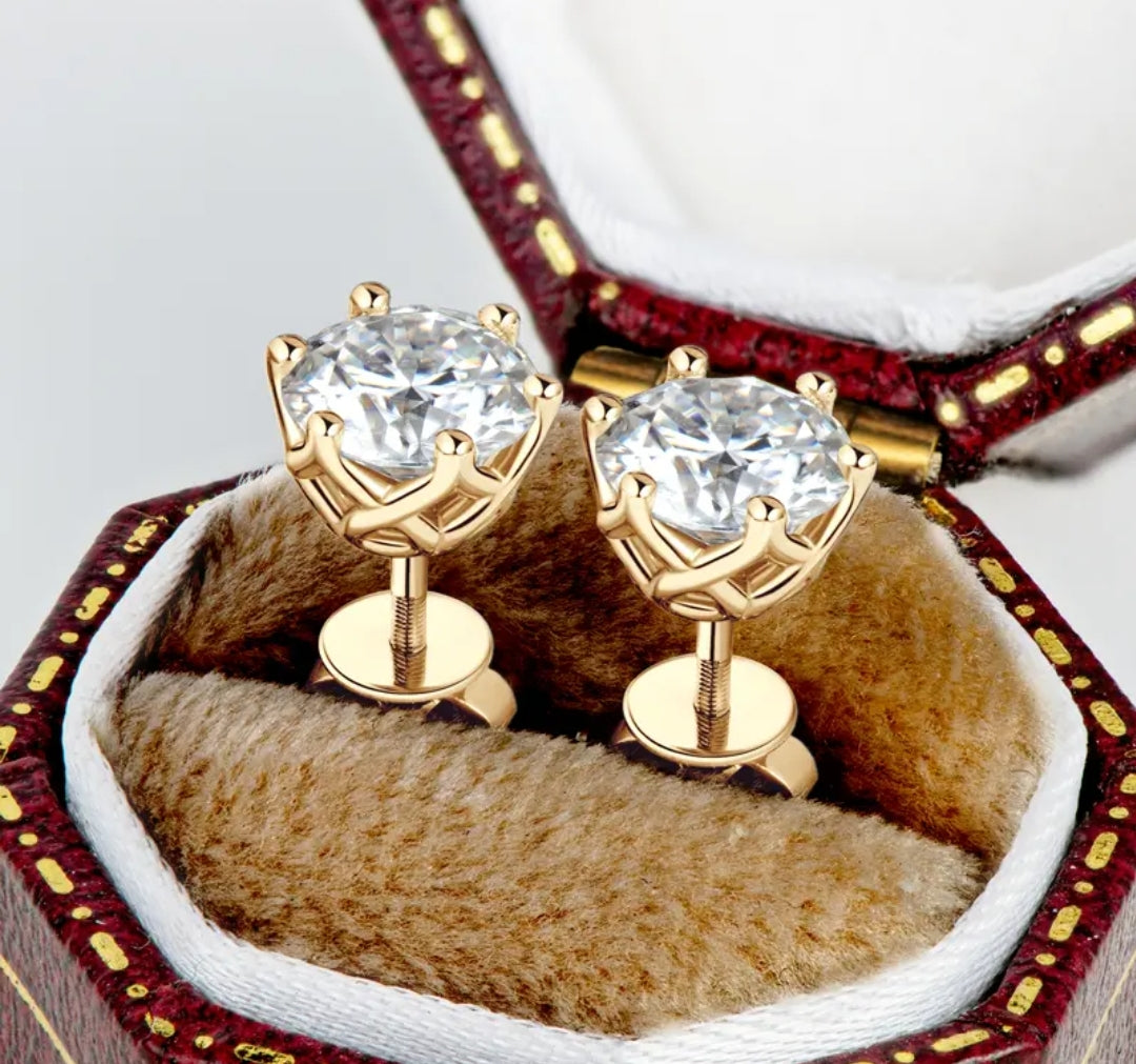10k gold earrings with 5mm moissanite