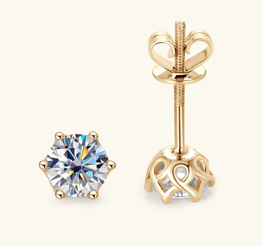 10k gold earrings with 5mm moissanite