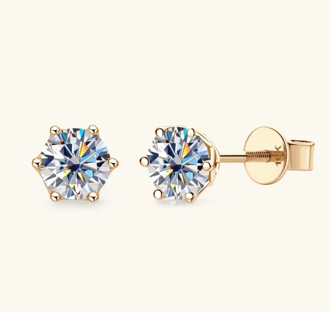 10k gold earrings with 5mm moissanite
