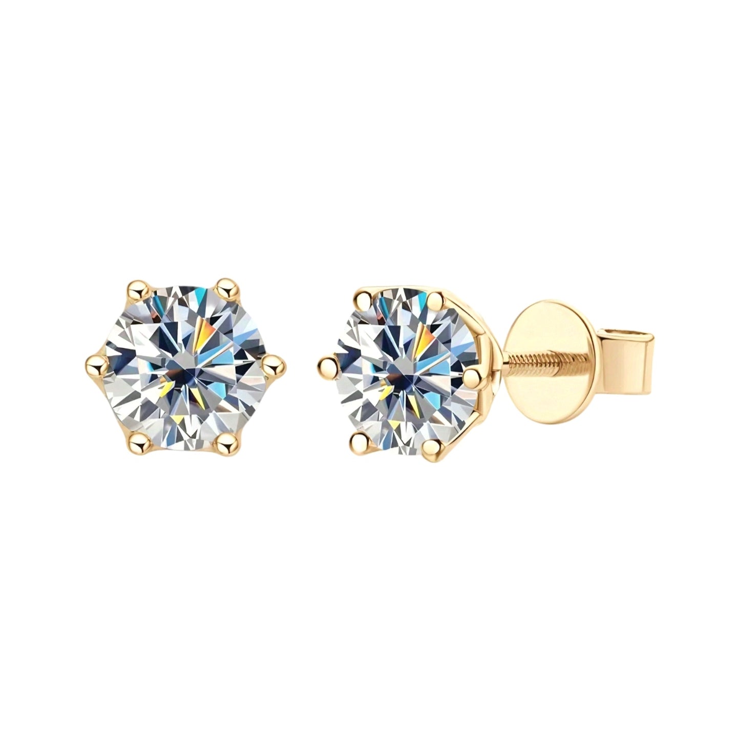 10k gold earrings with 6.5mm 1ct moissanite