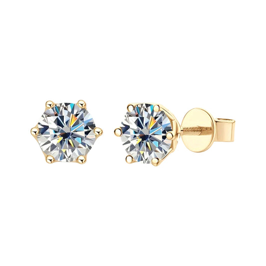 10k gold earrings with 6.5mm 1ct moissanite