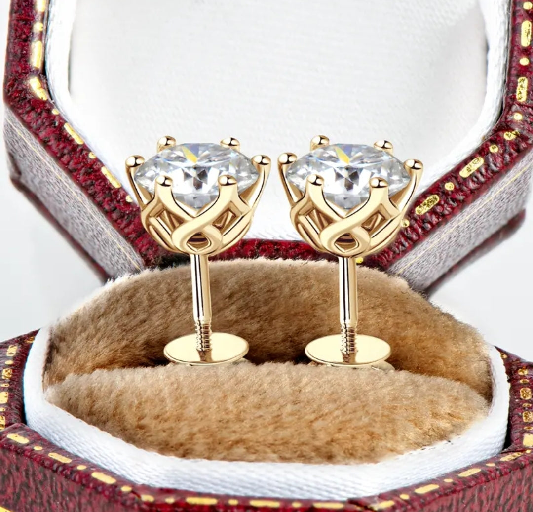 10k gold earrings with 6.5mm 1ct moissanite