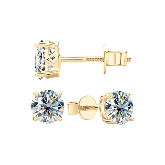 10k gold earrings with 6mm 0.8ct moissanite