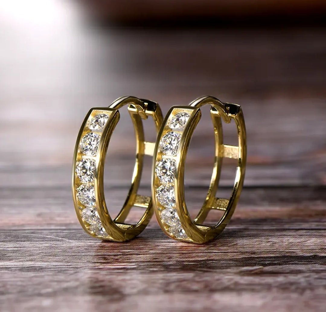 10k gold earrings with 2.2mm*12pcs moissanite
