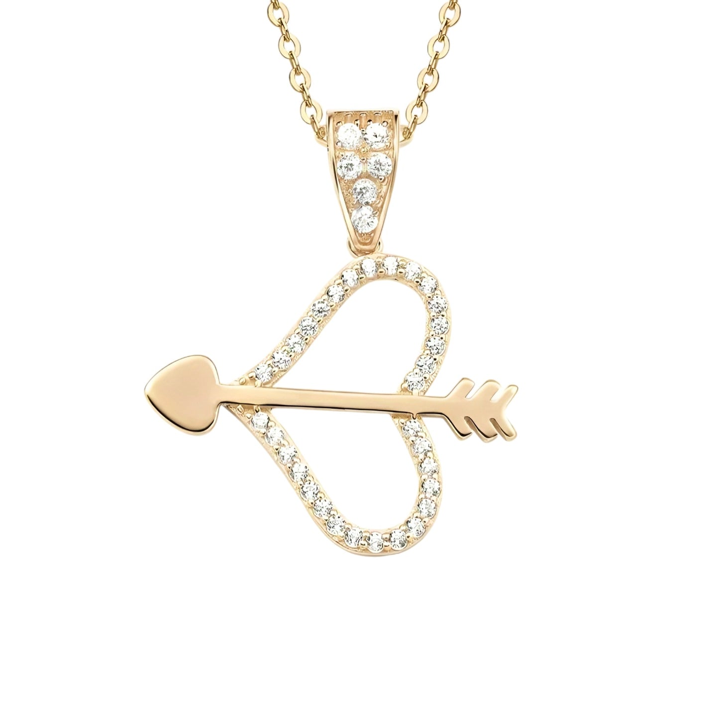 14k solid gold heart shape necklace with 1.3mm zircons