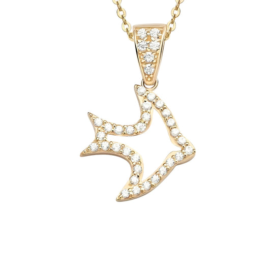 14k solid gold aquatic life necklace with 1.3mm zircons