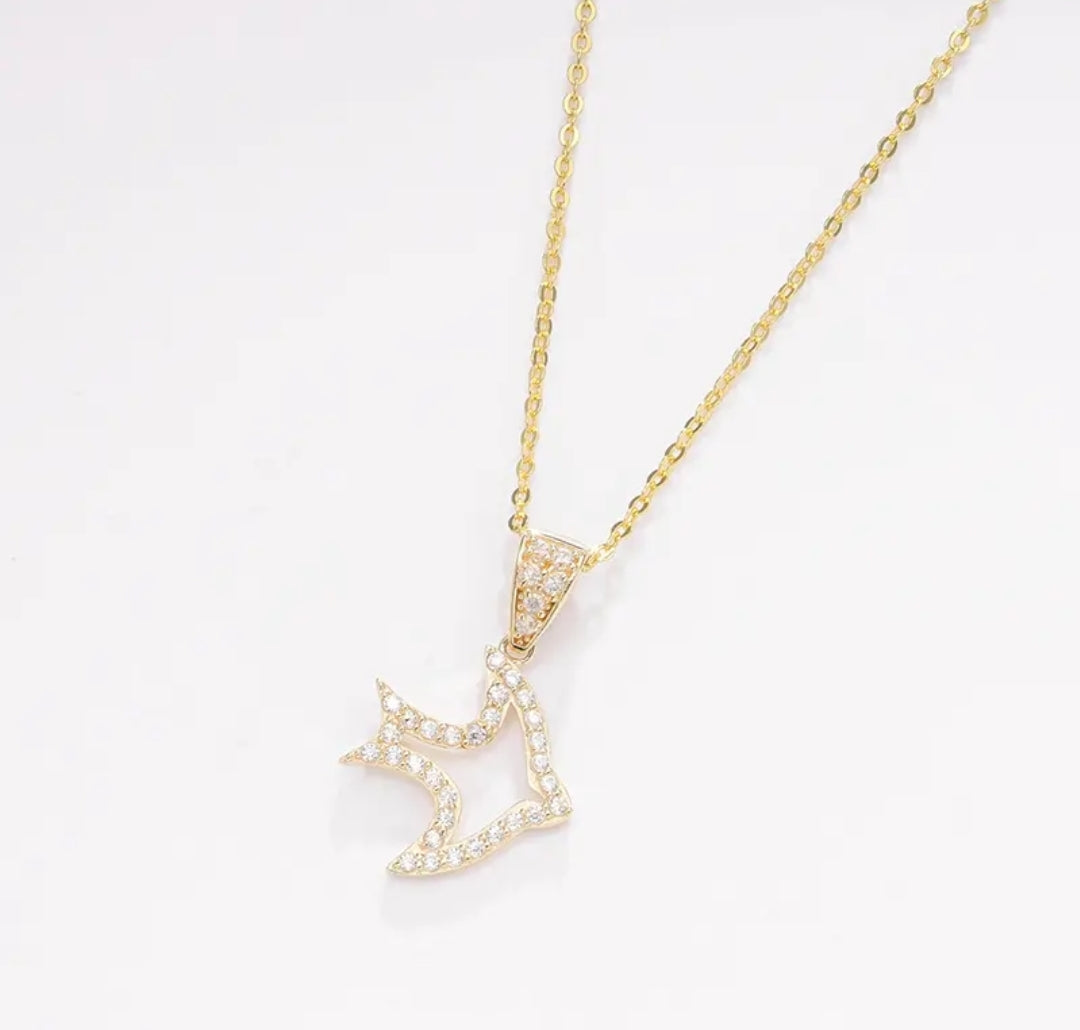 14k solid gold aquatic life necklace with 1.3mm zircons