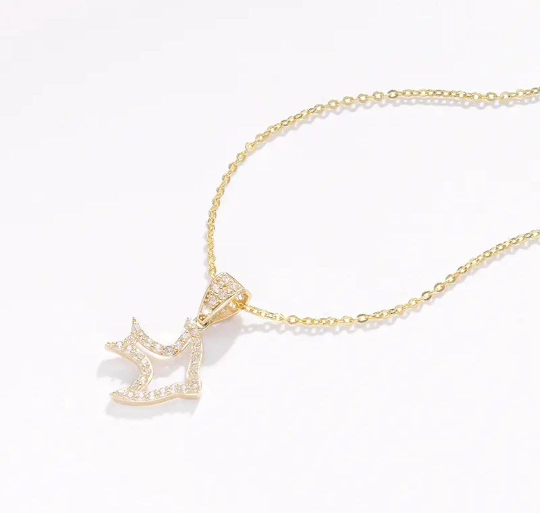 14k solid gold aquatic life necklace with 1.3mm zircons