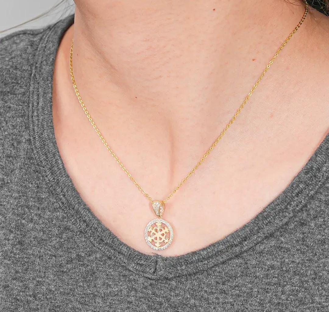 14k solid gold snowflake necklace with 1.3mm zircons