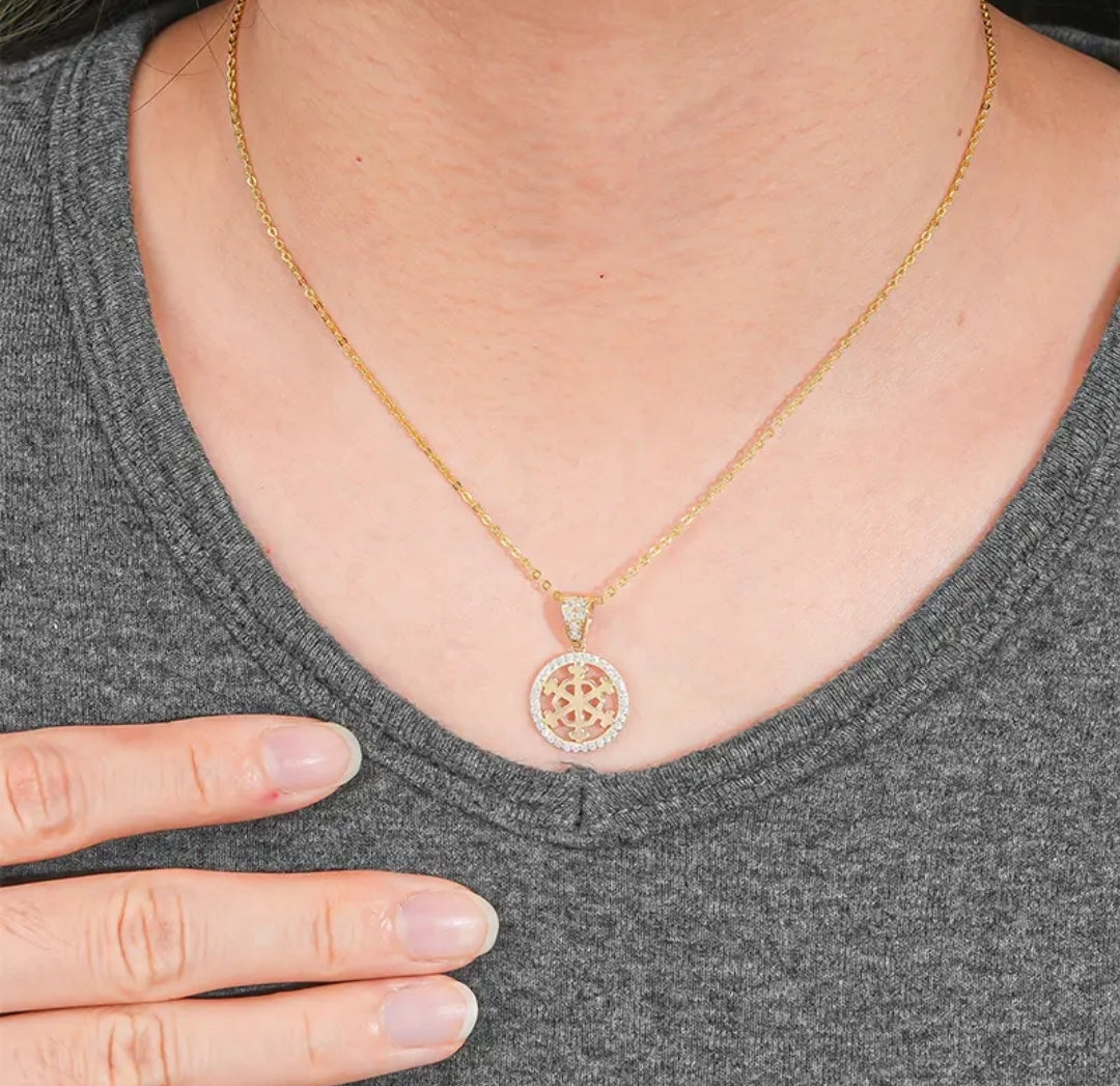 14k solid gold snowflake necklace with 1.3mm zircons