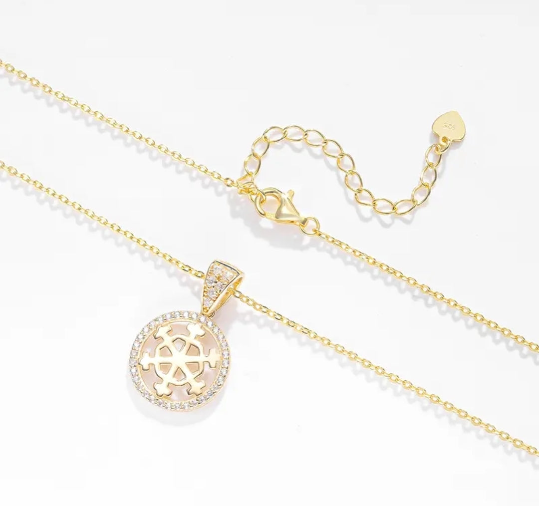 14k solid gold snowflake necklace with 1.3mm zircons