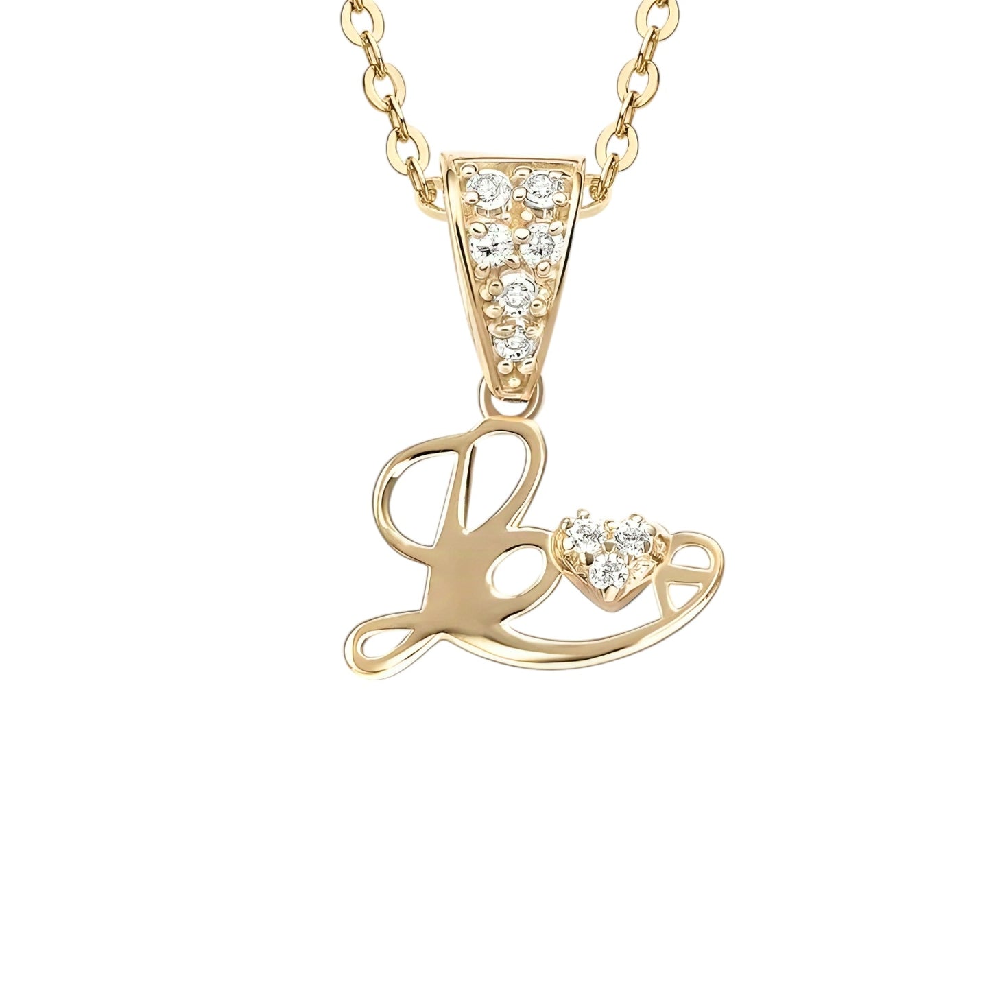 14k solid gold love necklace with 1.3mm zircons