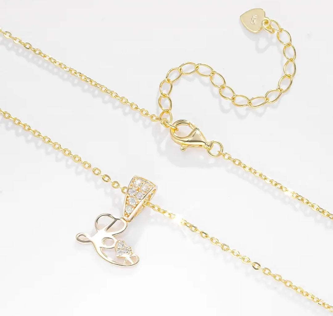 14k solid gold love necklace with 1.3mm zircons