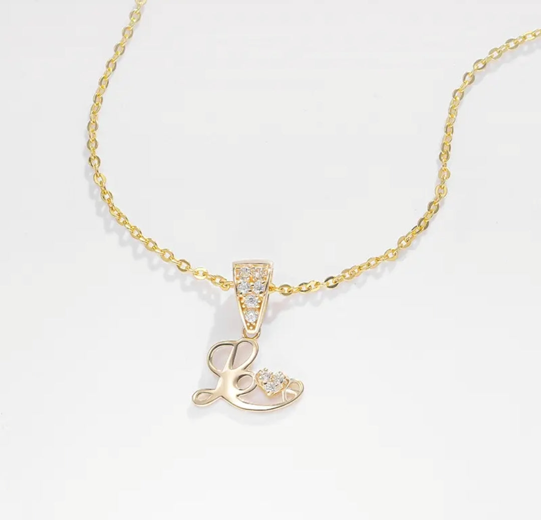 14k solid gold love necklace with 1.3mm zircons