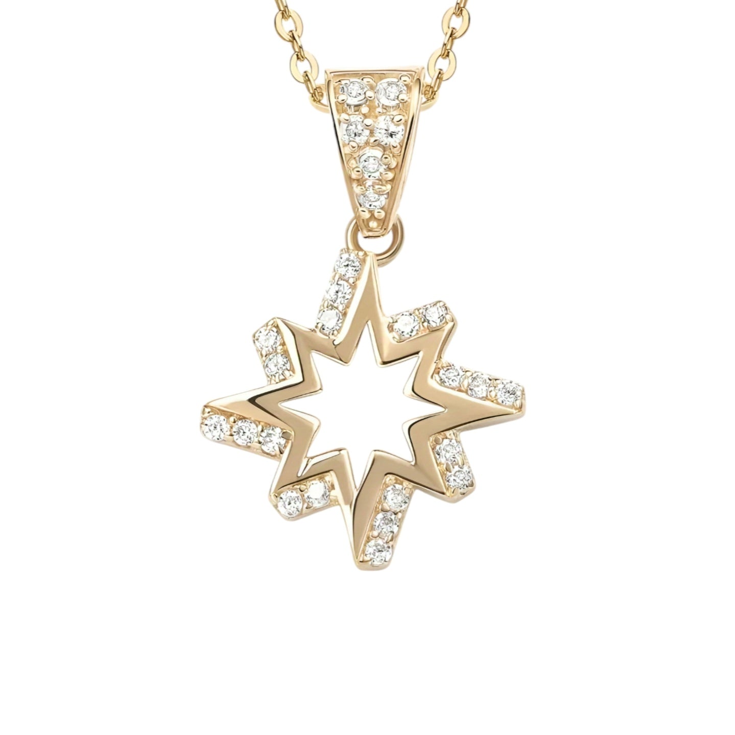 14k solid gold star necklace