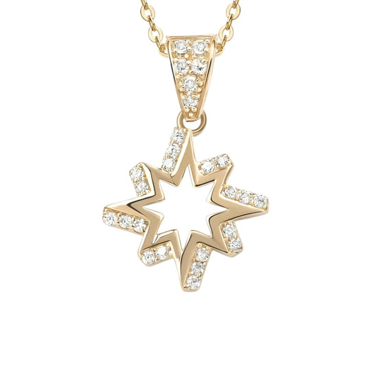 14k solid gold star necklace