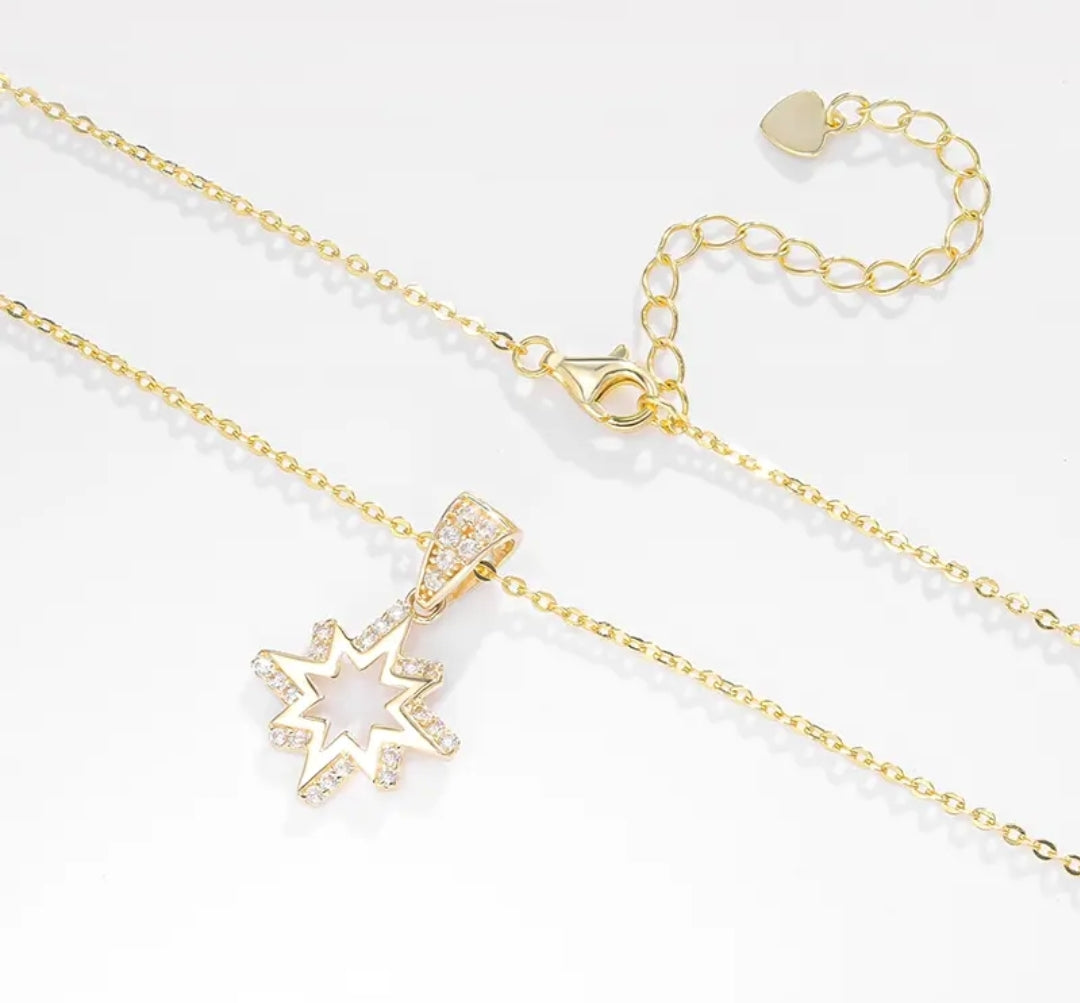 14k solid gold star necklace