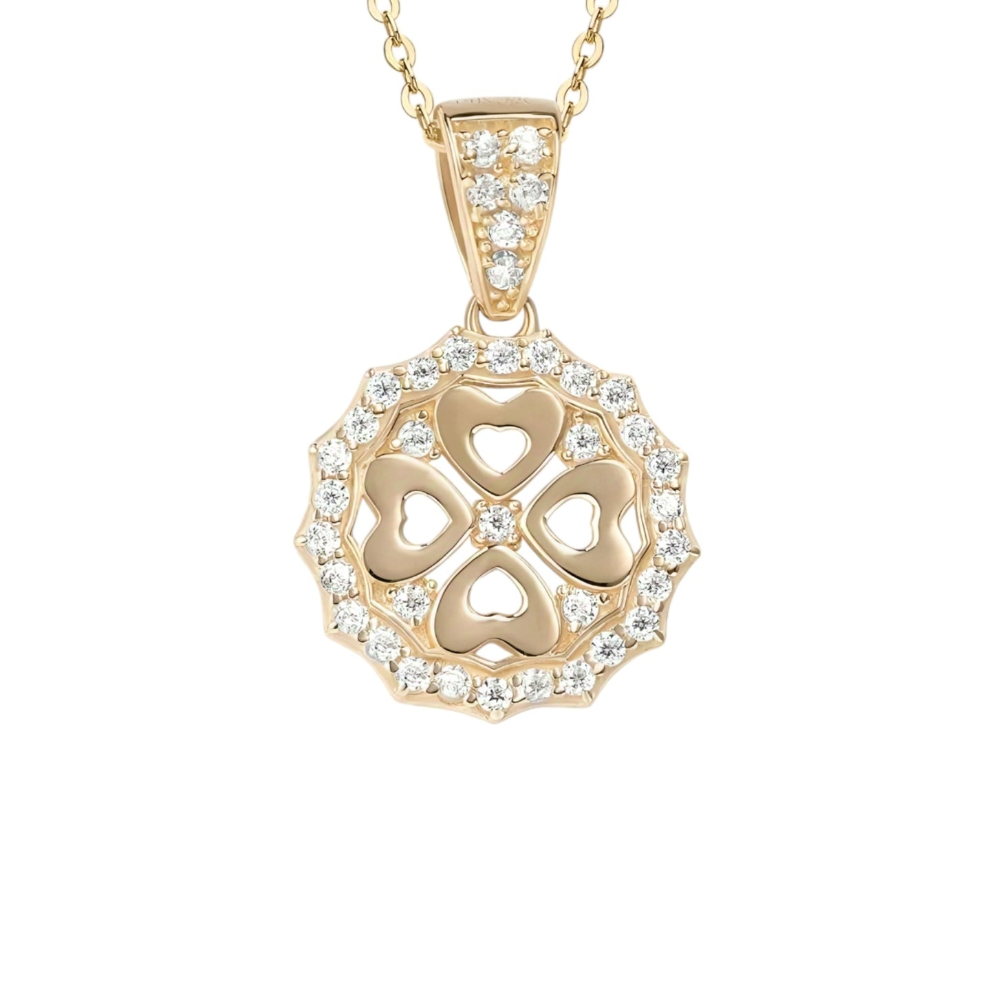 14k solid gold four heart necklace