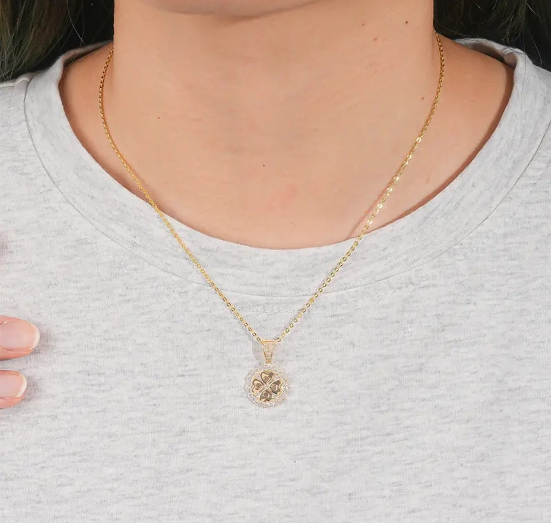 14k solid gold four heart necklace