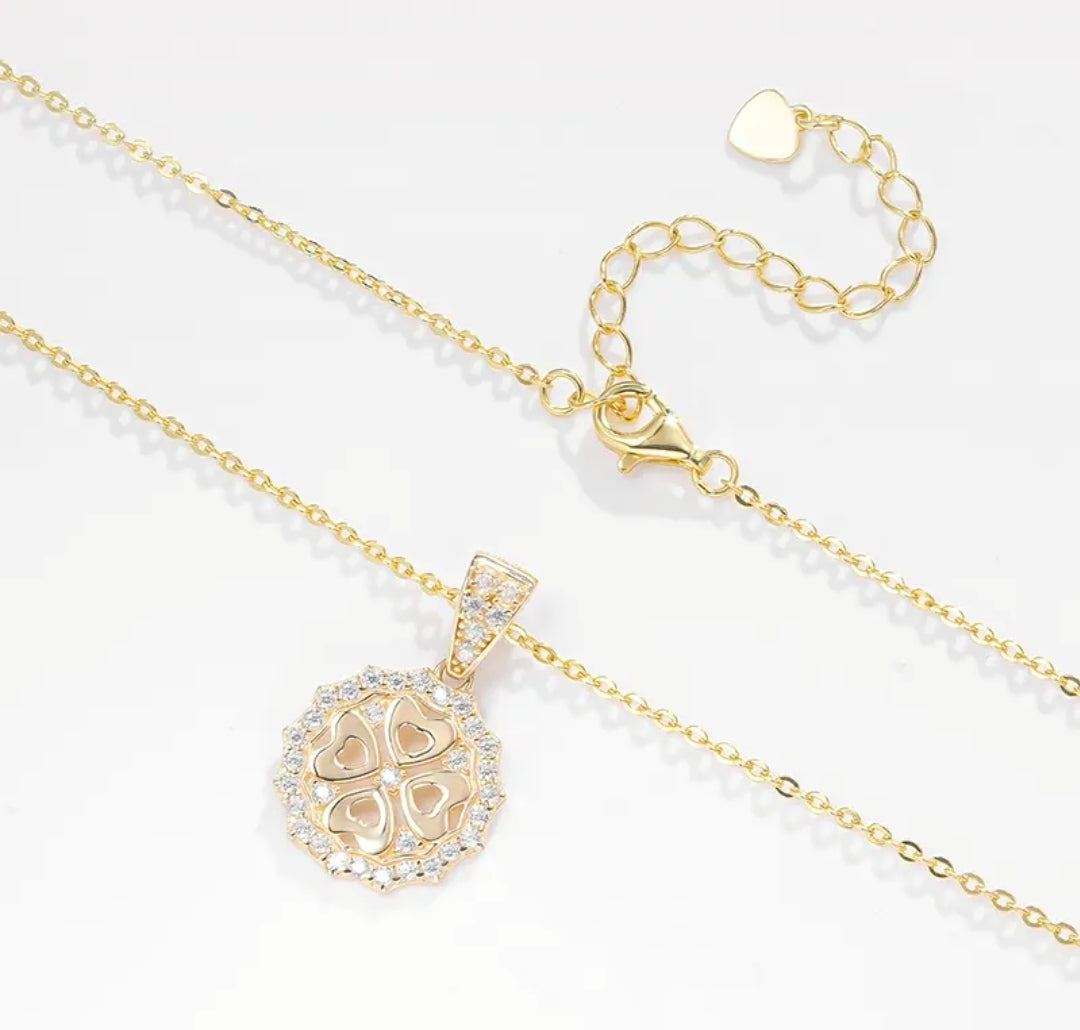 14k solid gold four heart necklace