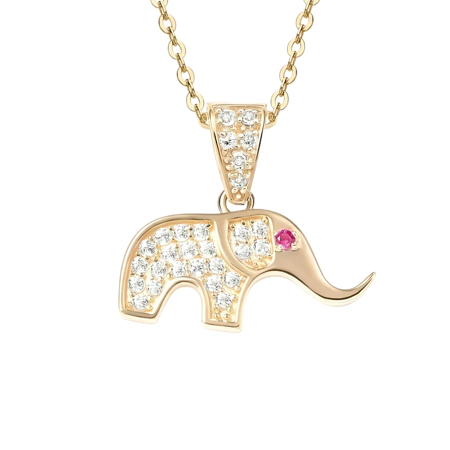 14k solid gold elephant necklace