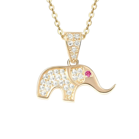 14k solid gold elephant necklace