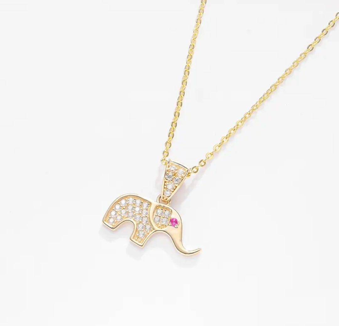 14k solid gold elephant necklace