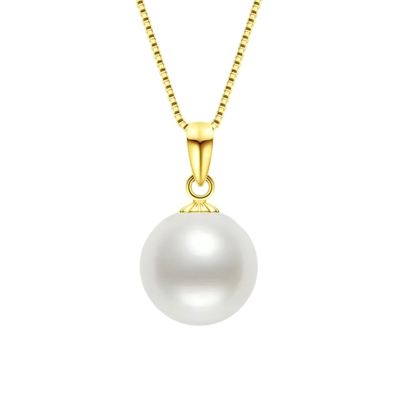 18k solid gold necklace with 9-10mm pearl