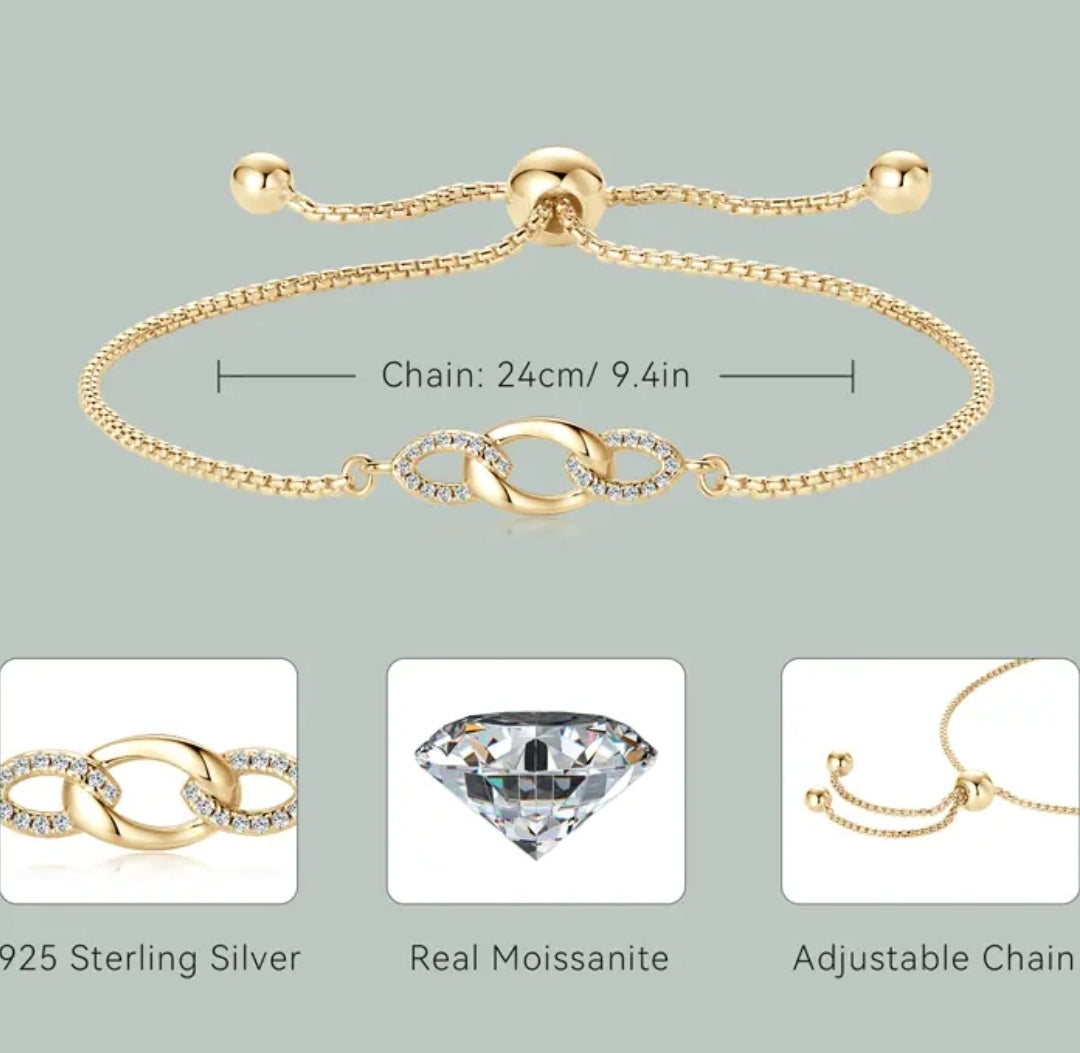 0.8mm moissanite silver bracelet